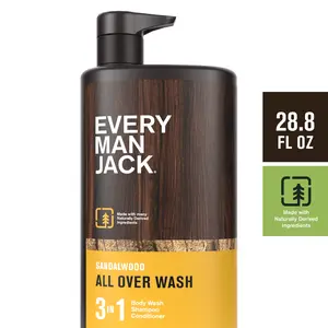 Every Man Jack Mens Hydrating 3 in 1 Body Wash, Shampoo & Conditioner, Sandalwood,28.8 Oz Every Man Jack