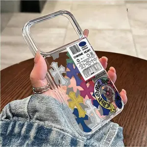 Chrome Hearts Colorful Cross Tag Phone Case for iPhone 17 AIR 17 PRO 16 PRO15 PRO MAX 14 PLUS 13 PRO 12 11 PRO XS MAX X XR Plus andSamsung Galaxy S22 to Galaxy S25 PLUS Ultra Shockproof Protective Cover Full Protection Anti-Drop