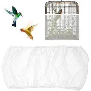 Bird Cage Seed Catcher White Bird Cage Net Cover Seed Catcher Guard Net Cover Adjustable Bird Cage Netting Seed Catcher Stretchy Bird Cage Seed Catche for Parrot Enclosures Round Square Cages