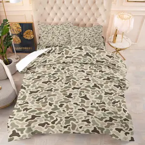 Desert Camo Print Comforter Set, Soft Breathable Neutral Camouflage Bedding, 1 Quilt + 1/2 Pillowcases, All-Season Lightweight Quilt for Bedroom, Dorm & Apartment Decor, Soft Bedding Sets