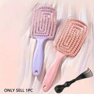 1 fluffy comb - Portable hollow comb with ABS handle, available in multiple colors (pink/black/purple), suitable for all hairstyles, a tool for smoothing and styling, a durable hair comb, Hair Detangling Comb, Hair Styling Combs