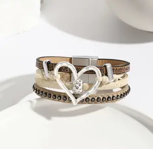 Chic Multi-Layer Heart Charm Bracelet Set Trendy Stackable Love Jewelry for Every Mood and Style