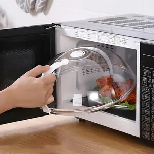 Microwave Splatter Cover, Large Food Plate Cover with Handle & Adjustable Steam Vent, BPA-Free Heat Resistant Microwave Lid for Cooking, Dishwasher Safe, Transparent & Reusable