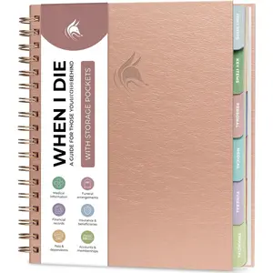 When I  Planner With Pockets for Documents - End-of-Life Organizer Binder for Important Personal Info & Final Wishes (Rose )