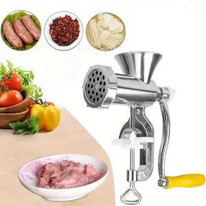 Manual Cast Iron Meat Grinder & Sausage Stuffer – 3-in-1 Heavy Duty Food Mincer for Beef, Pork, Fish, Chili Pepper, Garlic & Baby Food