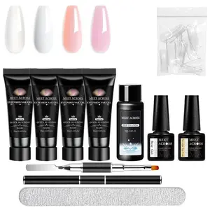 Professional Nail Art Kit, 11pcs/set Extension Nail Gel Set for Beginners, Quick Extended Hard Clear Gel Nail Polish, Home DIY Extend Nail Kit, Manicure