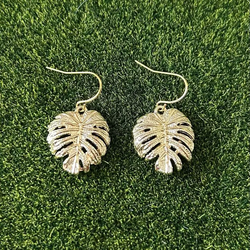 Monstera Tropical Flower Nickel Free Dangle Earrings