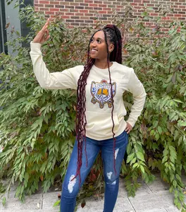 SGRho Crest Nuetral Chenille Pocket Crewneck