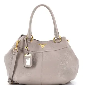 Pre-owned PRADA Leather Shoulder Bags Convertible Shopping Tote Vitello Daino Small by Rebag