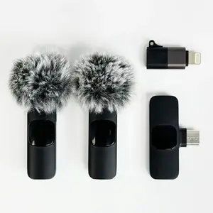 Wireless mini Microphone for iPhone/Smartphone, 2 Mini Lapel Microphones with Clearer Audio for Video Recording, Interview, Vlog，Noise Reduction Device Noise Cancellation Stereo Wireless vlogging tools handheld high quality audio