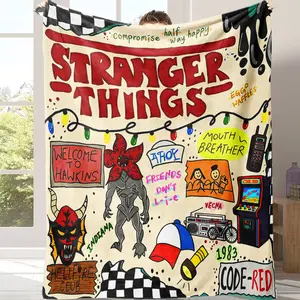 Countdown Sale! Stranger Things Season 5 and Collage Flannel Blanket,weighted blanket, Soft Warm Cozy, Iconic Characters and Demogorgon Art, Suitable for use in offices, sofas, and travel settings, etc，Gifts suitable for fans and friends.