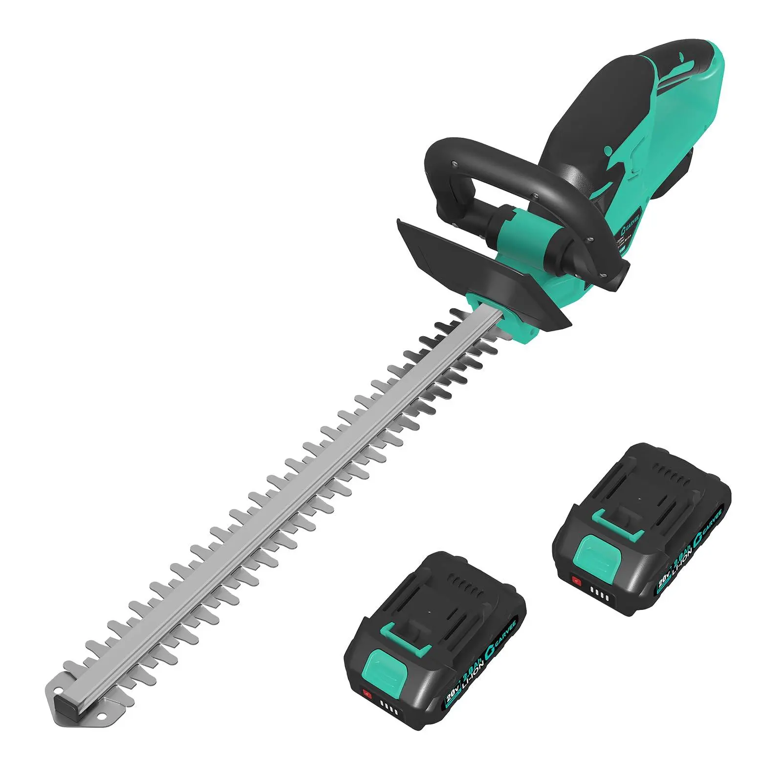 Gaomon 22.4-Inch Blade Lightweight Cordless Hedge Trimmer (10 lbs) - 2x 2.0Ah Rechargeable Batteries, Charger Base, Brushless Motor, 3000RPM, 2/3 in Gap Double-Sided Dual Action Blades, Double Switch, 60 Minutes Runtime, for Hedge Trimming & Grass Cutting