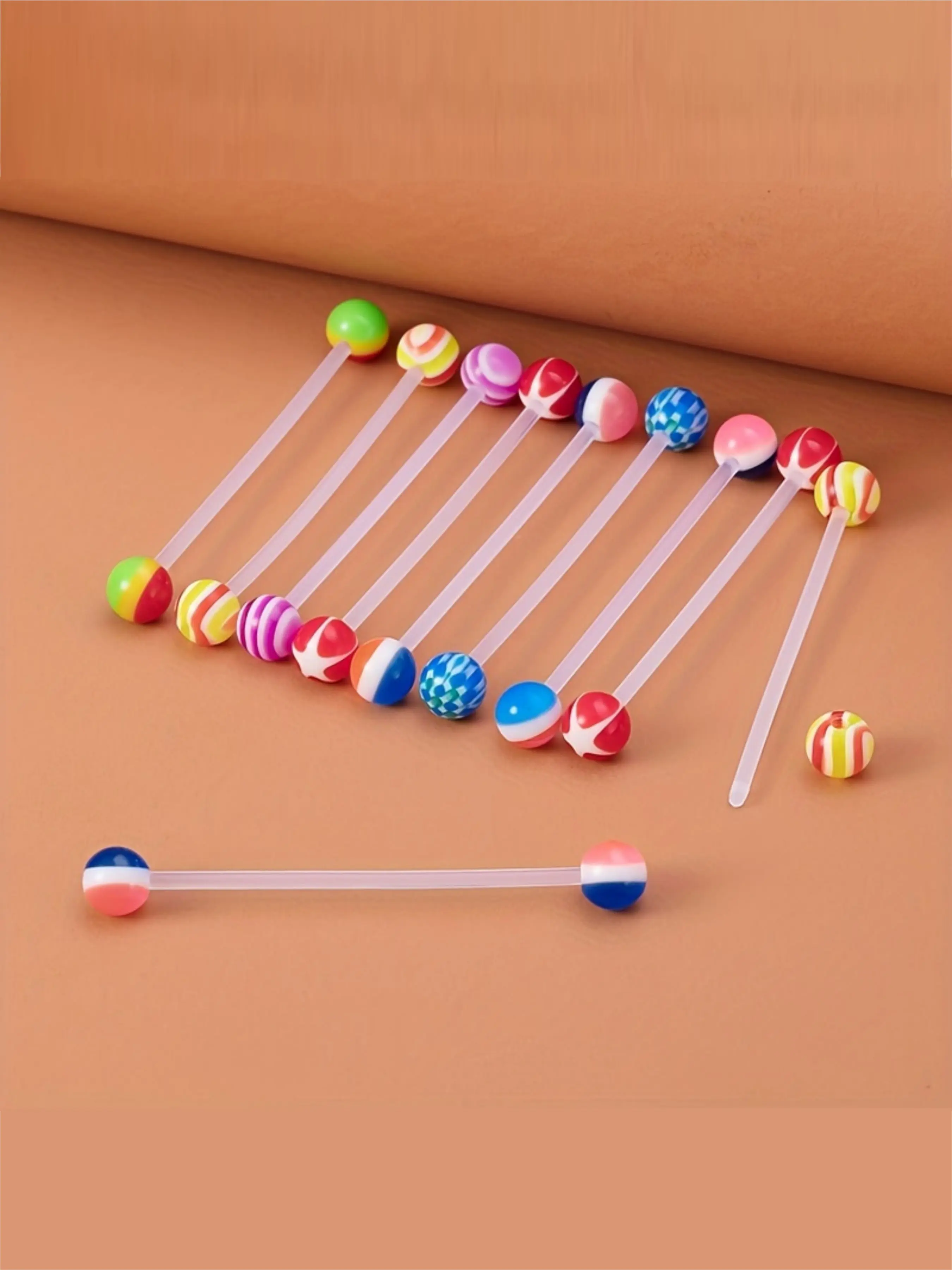 10pcs Acrylic Plastic Ear Cartilage Piercing Earrings Long Ear Stud Industrial Barbell Straight Tragus Ring Helix Body Jewelry Flat Back Earrings Punk Style Earrings Flatback Stud Earrings Ear Cartilage Studs Ear Accessories
