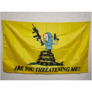 Beavis Flag Funny Merica Are You Threatening Me Don'T Dont Tread on Me Banner Any Size Gadsden Flag Tapestry Wall Decoration Does not apply