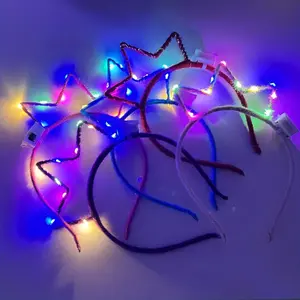 5 Pcs, Headband Set, Cat Ears Luminous Headband, Led Cute Rabbit Ears Hair Accessories, Crown Girl Luminous Headband, Birthday Gift For Girls, Halloween Gift, Christmas Gift, Suitable For Parties, Music Festivals, Adults, Children
