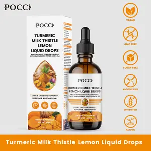 Pocci Turmeric Milk Thistle Lemon Liquid Drops - 1 Bottle (60ml, 30-Day Supply), Healthy Vegan Herbal Dietary Supplement for Lymph-Liver Detox (No GMOs, Sugar, Additives, Gluten) #DealsForYouDays