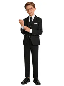 Boys 4-Piece Formal Suit Blazer (Jacket + Vest + Pants + Bow Tie) | For Toddlers, Kids, Children & Teens | Perfect for Weddings, Graduations & Church Events | Handsome Slim Fit | Ideal Gift | Sizes 100-150cm (Shirt Not Included) Set Suit