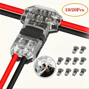 10/20 Low Voltage Wire Connectors, Durable Reliable Connectors, T-Type Splice Connector, 2-Pin Line Splicing Connector for LED Strip, No Welding Required, Car Use