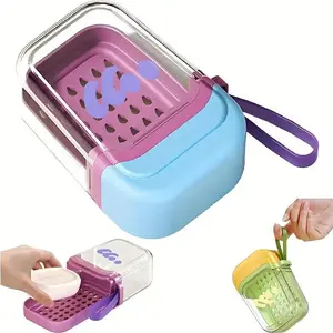 Portable Travel Soap Box Soap Saver with Breathable Drain Layer, Compact Washroom Storage, Durable Plastic, Soft Colors, Bathroom Organizer