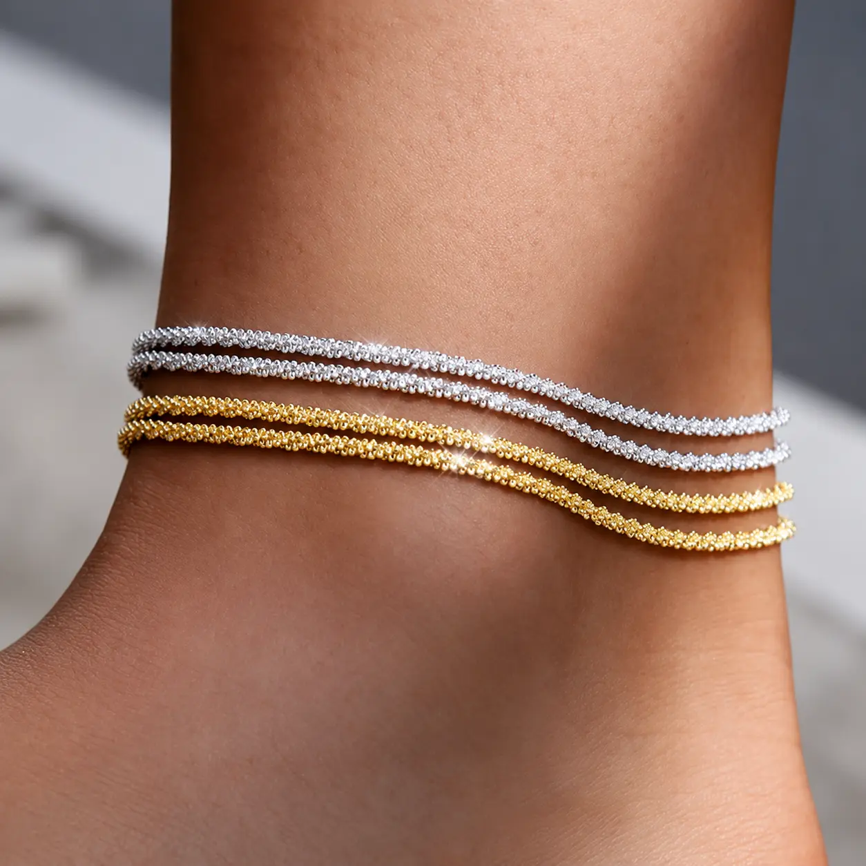 Dainty Layered Waterproof Anklet For Women Adjustable Womens Anklet Set Stackable Figaro Beaded Cuban Link Anklets Daily Clothing Decor For Beach Summer Trendy All-match & Exquisite Jewelry For Valentine's Day gifts summerwins