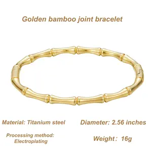Luxury vintage charm at its peak Bamboo-joint design symbolizes rising success Wear it as an art piece on your wrist Retro sophistication Exclusive, never duplicated Lock in both fortune and style Titanium Steel Geometric Bangle Bracelet elegant daily