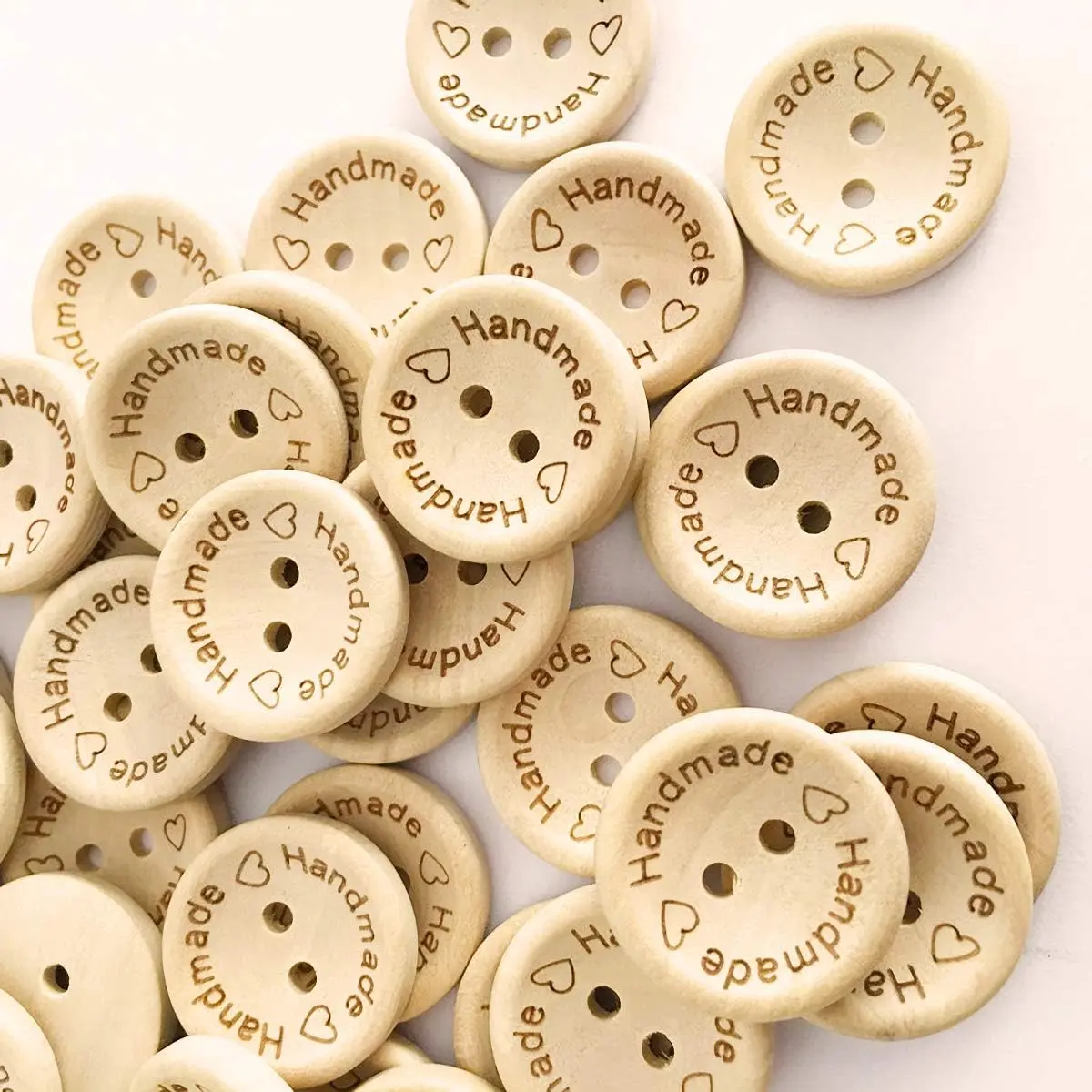 100 count Wooden  Buttons, Assorted Wooden Sewing Buttons, 20mm