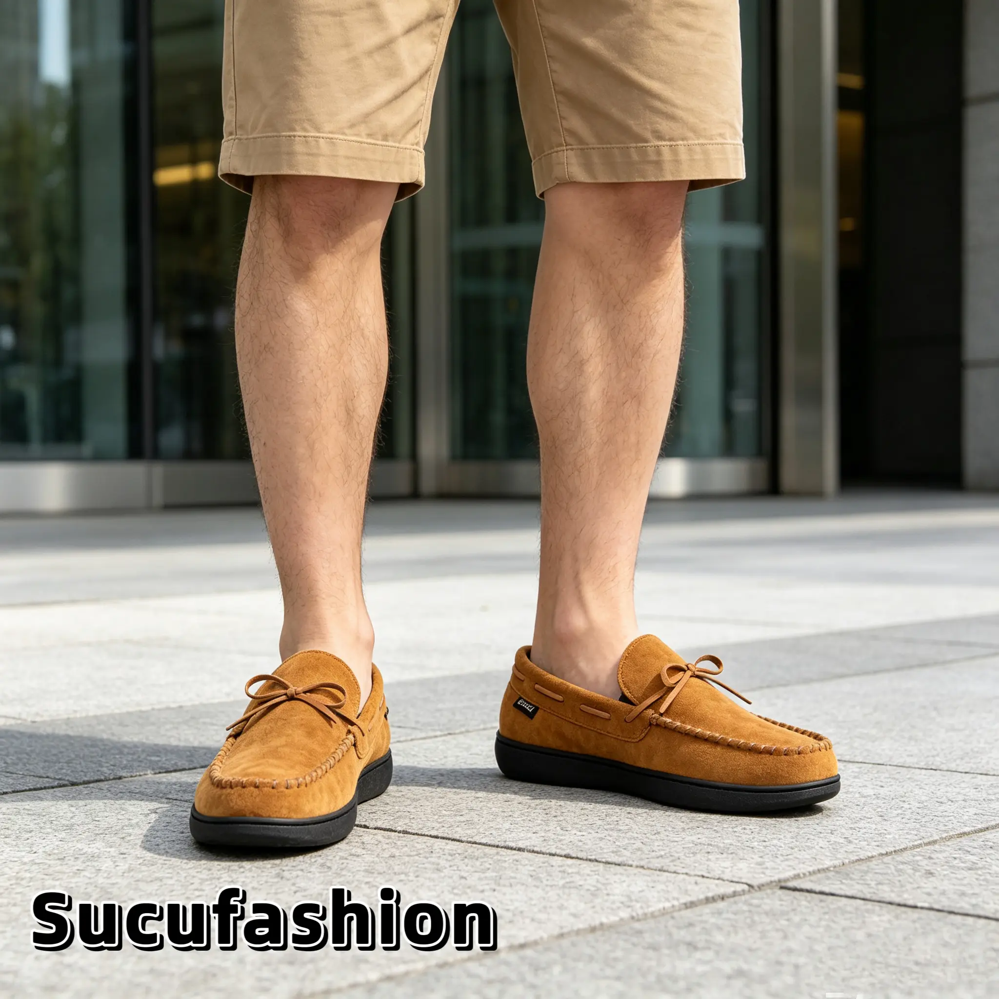 NEW Style Loafers for Men House Slippers Indoor Outdoor Plush Mens Bedroom Shoes with Hard Sole