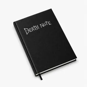 Death Note Journal Notebook Gift Set, Black Hardcover Anime Themed Writing Notebook with Feather Quill, Pendant, Ribbon Bookmark, Collectible Cosplay Prop Diary for Fans, Students, Halloween, Birthday Gift