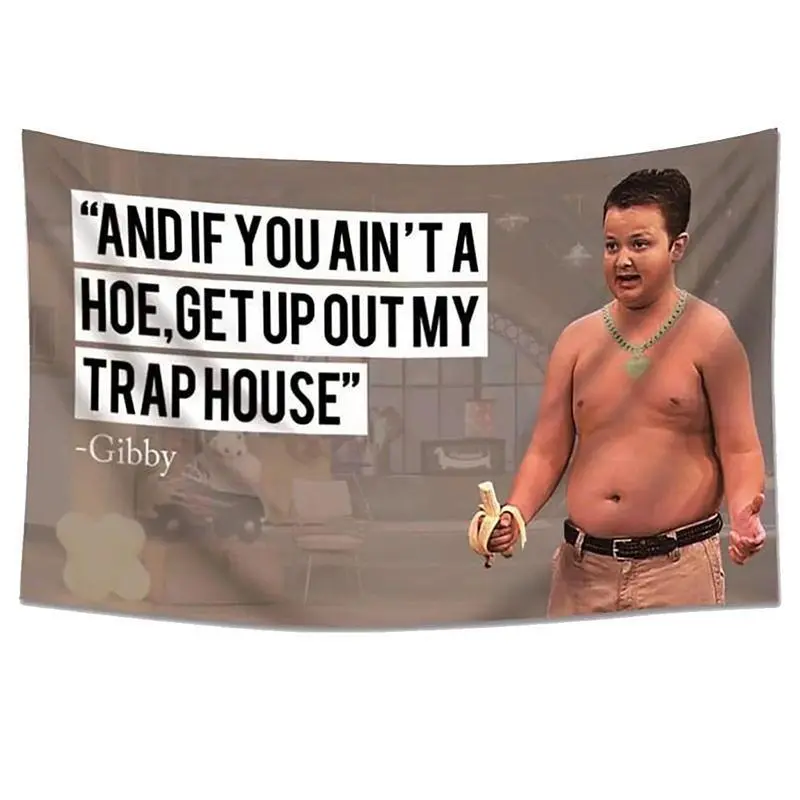 Gibyy Themed 3x5Ft Synthetic Wall Decor Tapestry - Bright, Accurate Print, "If You Ain't a Hoe Get Up Out My Trap House" Wall Hanging for Man Cave, Whimsical Home Decor Gift, Outdoor Banner