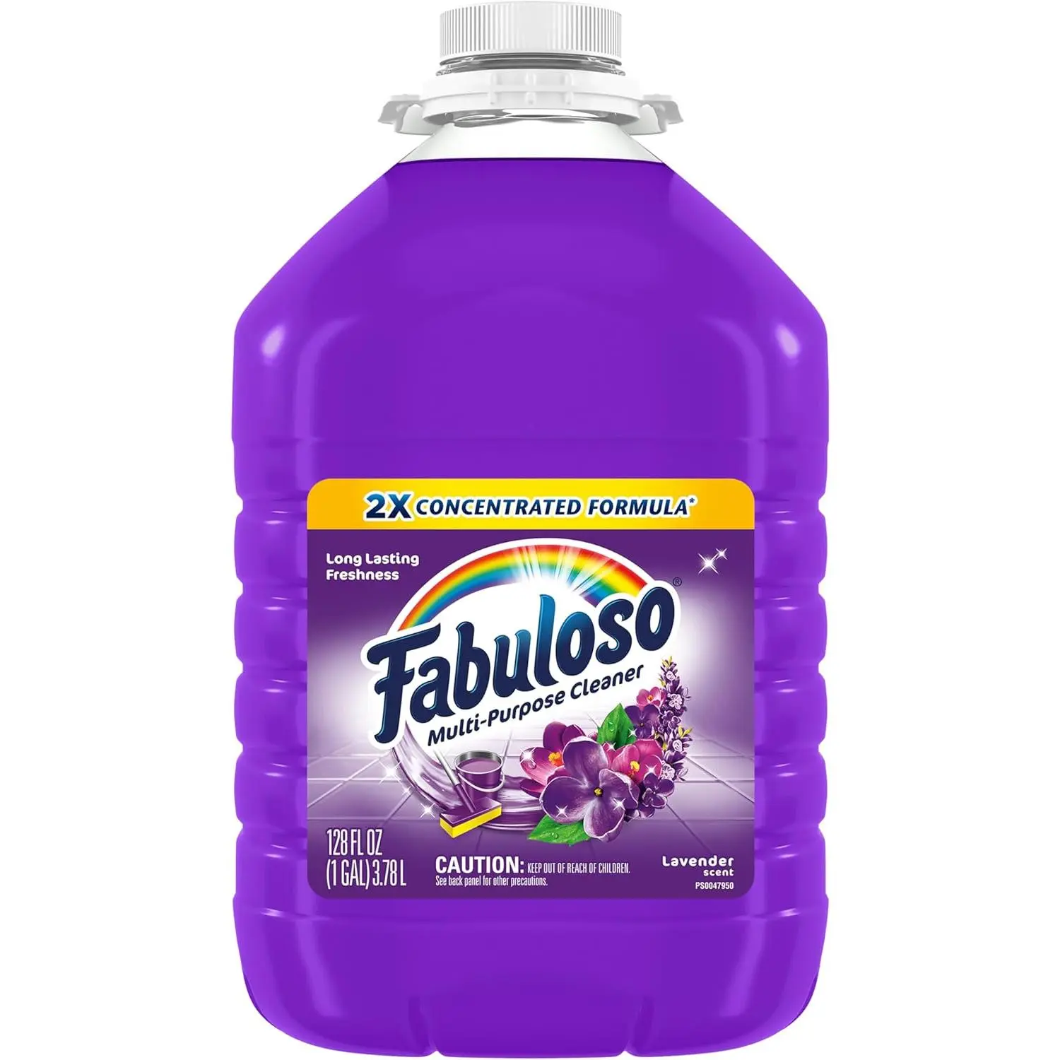 Fabuloso Multi-Use Colorful Scented Household Cleaner - 2x Concentrated Lavender Fragrance, 128 fl oz Single Bottle for Kitchen & Home Cleaning