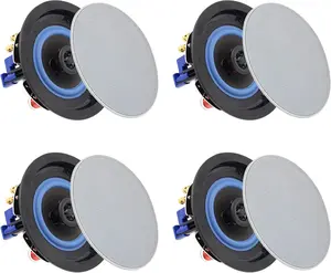 Herdio 4-inch 320-Watt 2-Way Bluetooth Recessed Ceiling Speaker Set, Perfect for Home Theater Systems, Living Rooms, Offices (4 Speakers) Mount Audio Smartphone