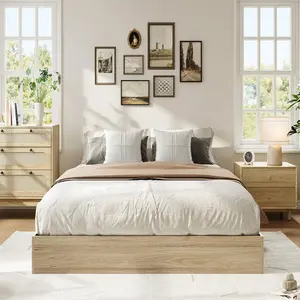 Solid Wood Platform Bed Frame, Sleek Modern Minimalist Floor-Standing Bed Frame with Durable Wooden Slats | Noise-Free, Floor Bed Frame, for Bedroom nicks  sturniolo  bed  frame