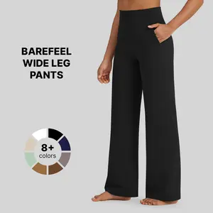 G4Free BareFeel Wide Leg High Waisted Side Pockets Dressy Pants Comfortable Soft Fabric Winter Basic Minimalist Outdoorfun - Baggy Trouser Wideleg