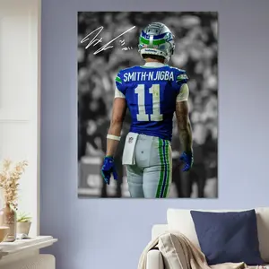 ( No Frame ) Jaxon Smith-Njigba Seattle Poster, JSN Art Print Poster, Wide Receiver Football Wall Decor