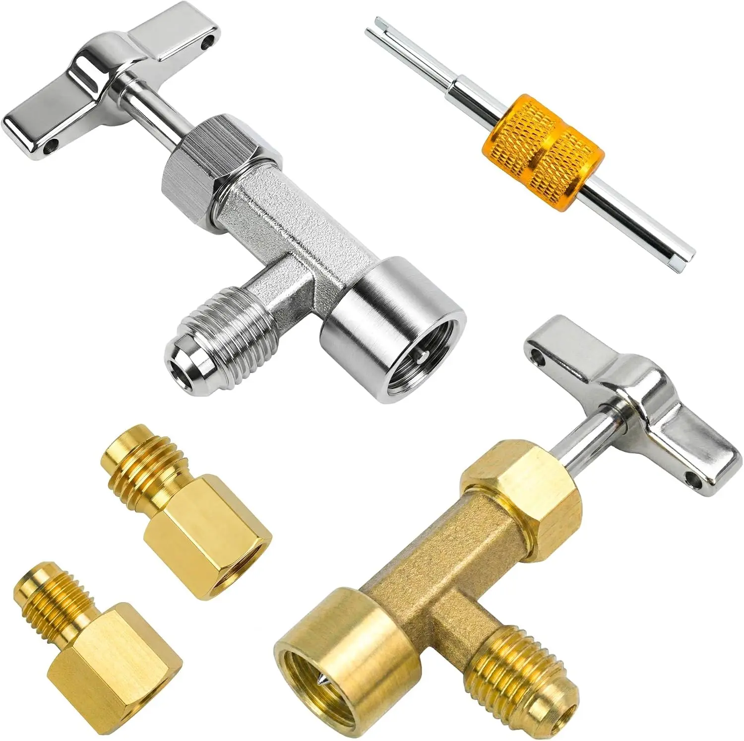 GJANSH R134a Can Tap, R134a Self-Sealing and Puncture Style Refrigerant Can Tap for Automotive Air Conditioning Systems, R134a Refrigerant Tools with Valve Core Removal and Tank Adapter