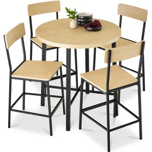 Best Choice Products 5-Piece Modern Round Counter Height Dining Set w/ 4 Chairs, 1.5in Thick Table