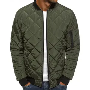 Men's Diamond Quilted Lightweight Flight Bomber Varsity Jacket Full Zip Up Coat