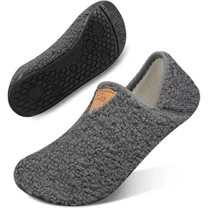 Plush Slippers for Men Home & Outdoor Warm Casual Wool Slippers with Non-slip Soles for Family Travel Hotel Portable Winter & Autumn Warm Slippers for Couples