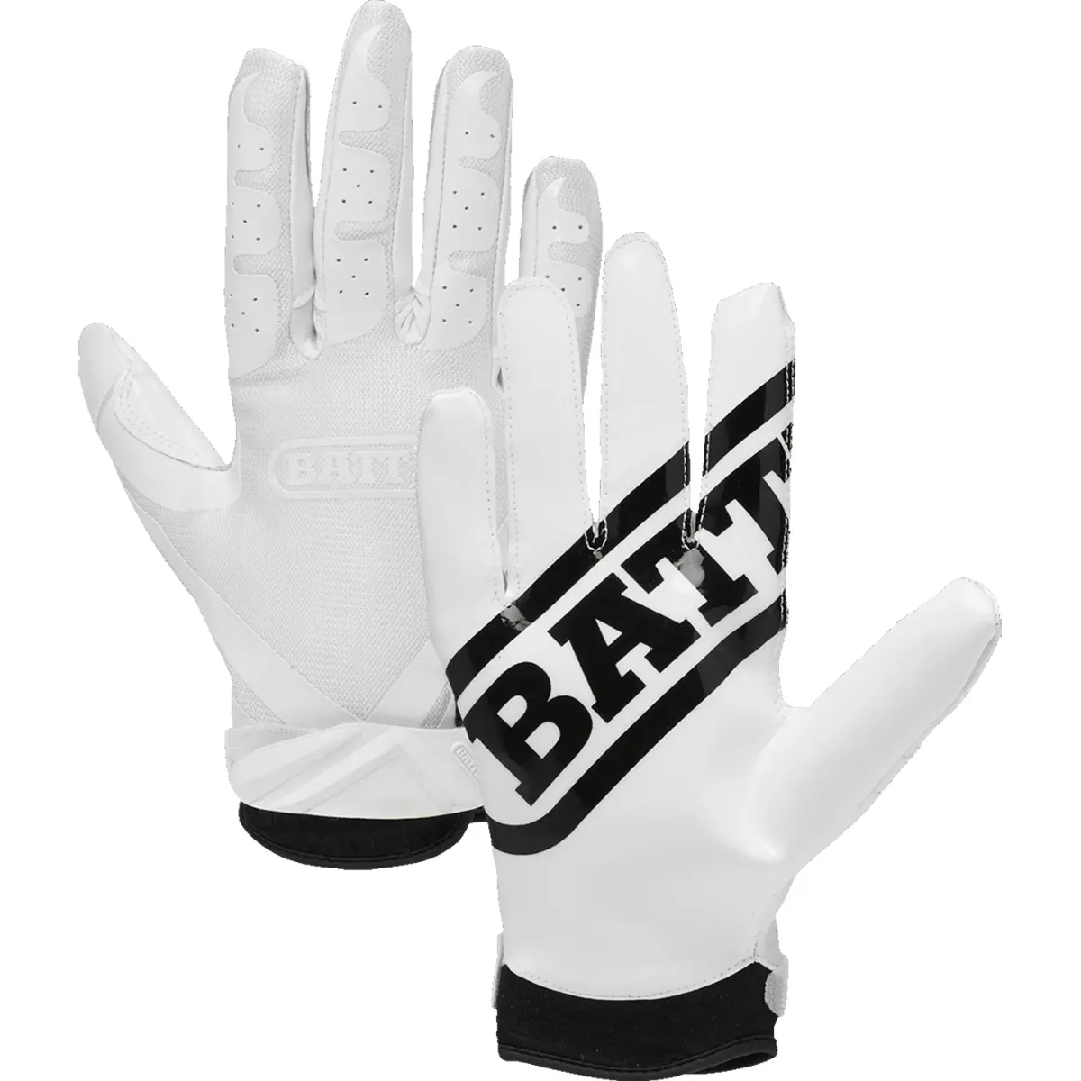 Battle Receivers Double Threat Football Gloves - White, Football Equipment, Anti-Slip Athletic Sports Gloves, Hook & Loop Closure, Wrist Allows Freedom of Motion