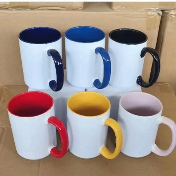 Sublimation Blank Colored 15 oz Mugs Drinkware Ceramic Stylish Cup Washable Reuse coffee mug ceramic coffee Customizable Personalized