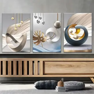 Abstract Pattern Wooden Frame Canvas Painting, 3-Piece Set Modern Art Wall Decoration, Home Living Room Bedroom Office Decorative Painting