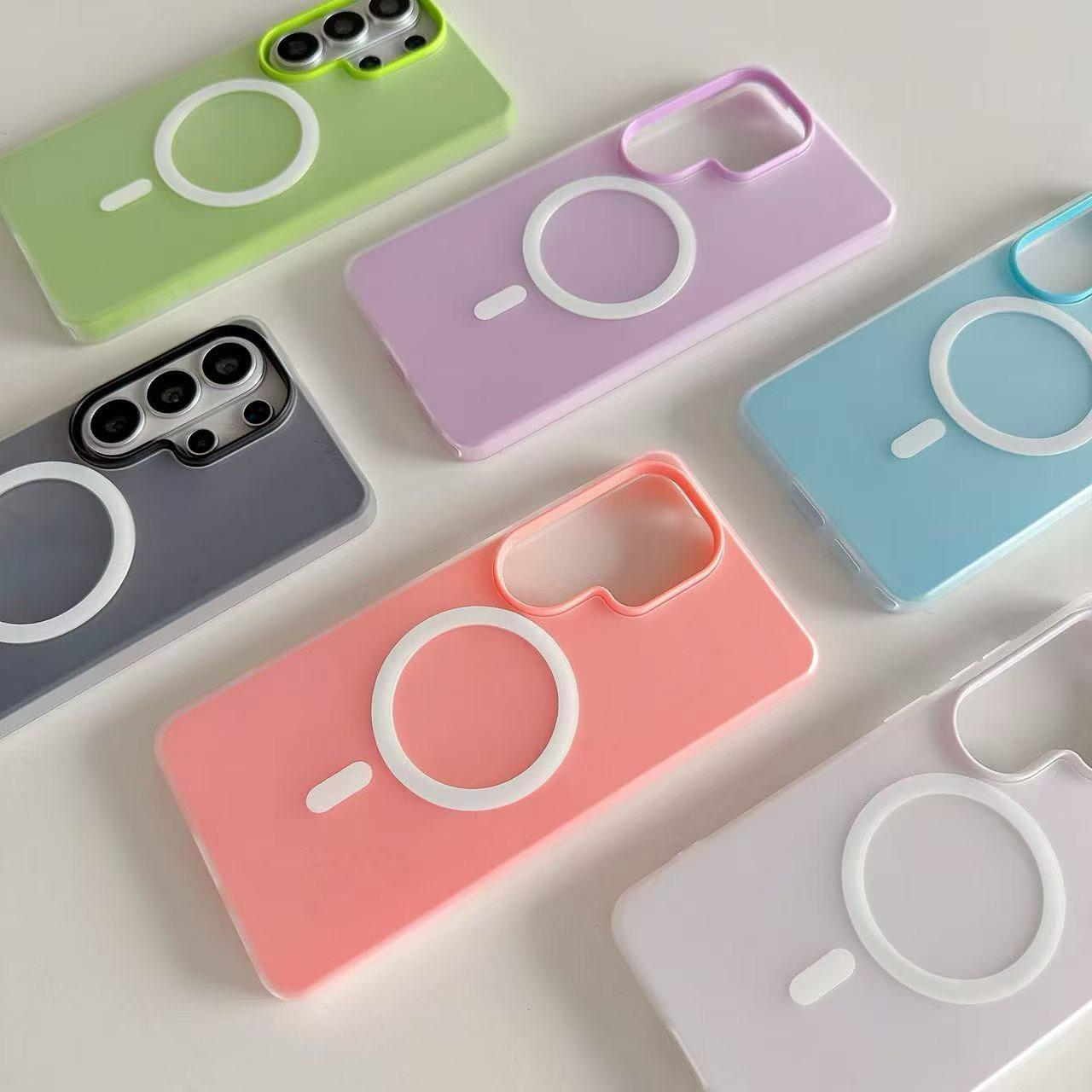 Candy color 2-in-1 phone case, supports Magsafe charging, frosted soft case shock-absorbing protective cover, suitable for Samsung S26 S25 S24 S23 S22 A56 A55 A54 A36 A35 A26 A25 A17 A16 A15 & iPhone case.A195, Smartphone, Handheld, Cellphone