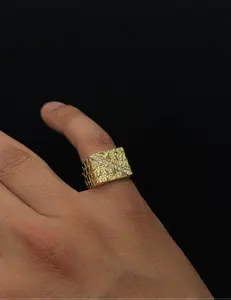 14k Gold Plated Zirconia Nugget Ring - Waterproof & Durable Luxury Jewelry for Fashion Accessories