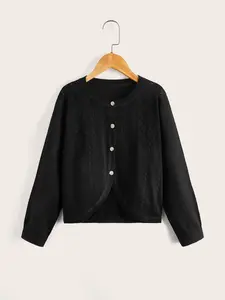 Girls Long Sleeve Cardigan, Preppy Style, Fitted H-Type, Spring & Fall Outerwear, Christmas Clothing, Four Seasons Apparel