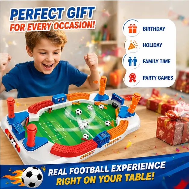Mini Foosball Table for Kids, Portable Tabletop Soccer Game, Fast Action Football Board Game, Family Game Night Toy, Indoor Party Travel Game, Educational Birthday Gift for Boys Girls Ages 3+