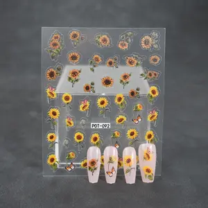 2pcs Sunflower Nail Art Stickers, Cute Sunflower Design Nail Art Stickers, DIY or Salon Nails, Adhesive Nail Art Supplies for Women