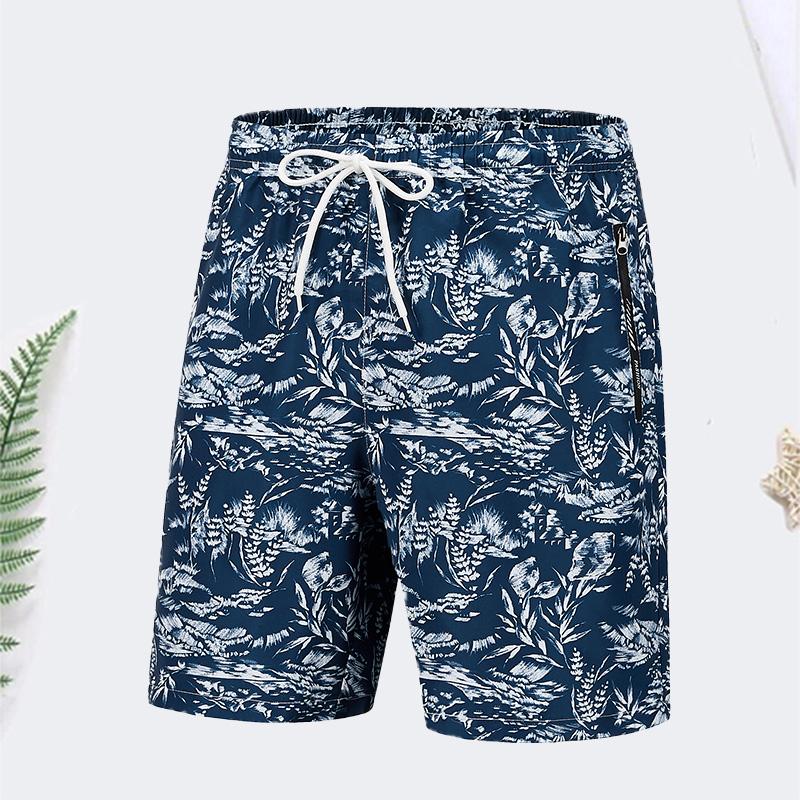 Multi-pack men’s Hawaiian beach shorts: quick-drying swim trunks with pockets; summer casual tropical floral print board shorts suitable for the beach and pool.