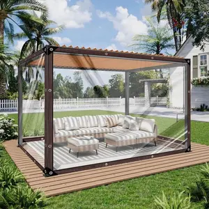 7ft x 10ft Heavy-Duty Waterproof Clear Tarp with Grommets, Insect-Resistant, Tear-Resistant, Windproof, Snowproof, Rainproof, Durable Transparent Rainproof Cover for Outdoor Garden, Patio, Chicken Coop, Greenhouse, Camping & Temporary Shelter, Car Shelter