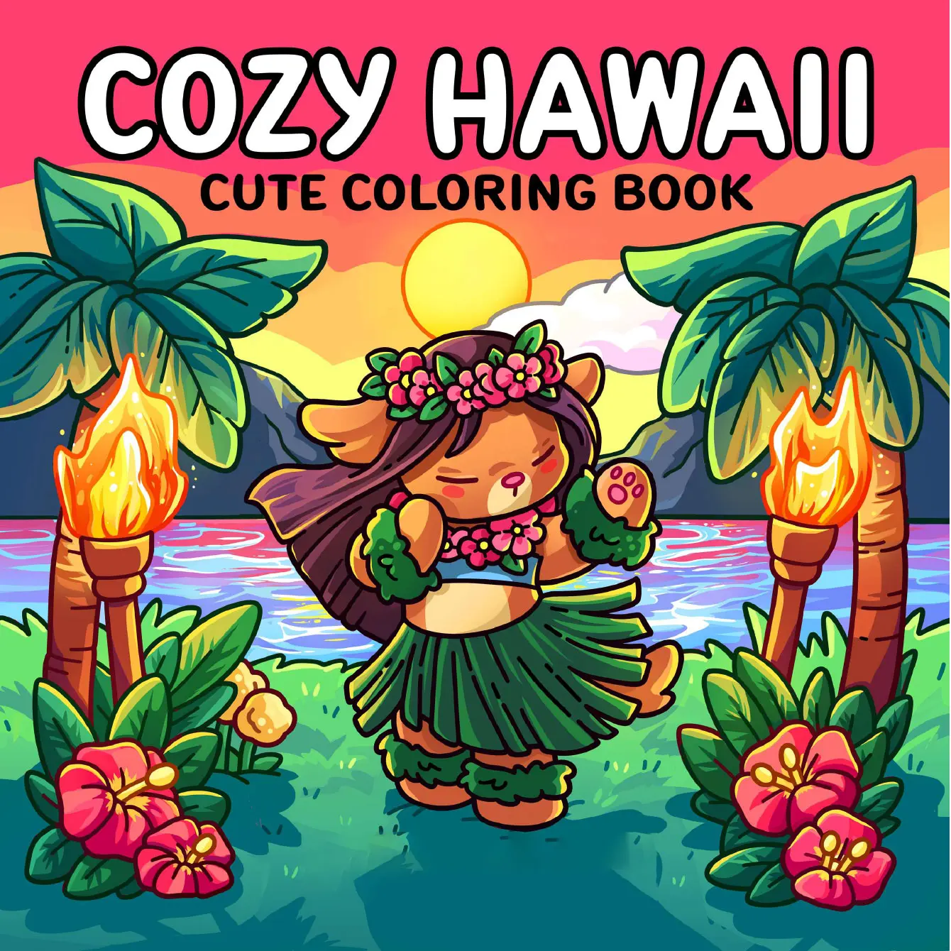 1pc HAWAII coloring book For Adults And Kids, Simple And Big Designs For Relaxat, Drawing Paper, Toys, Activity book, drawing to relieve stress, Christmas gift, Back to school gifts