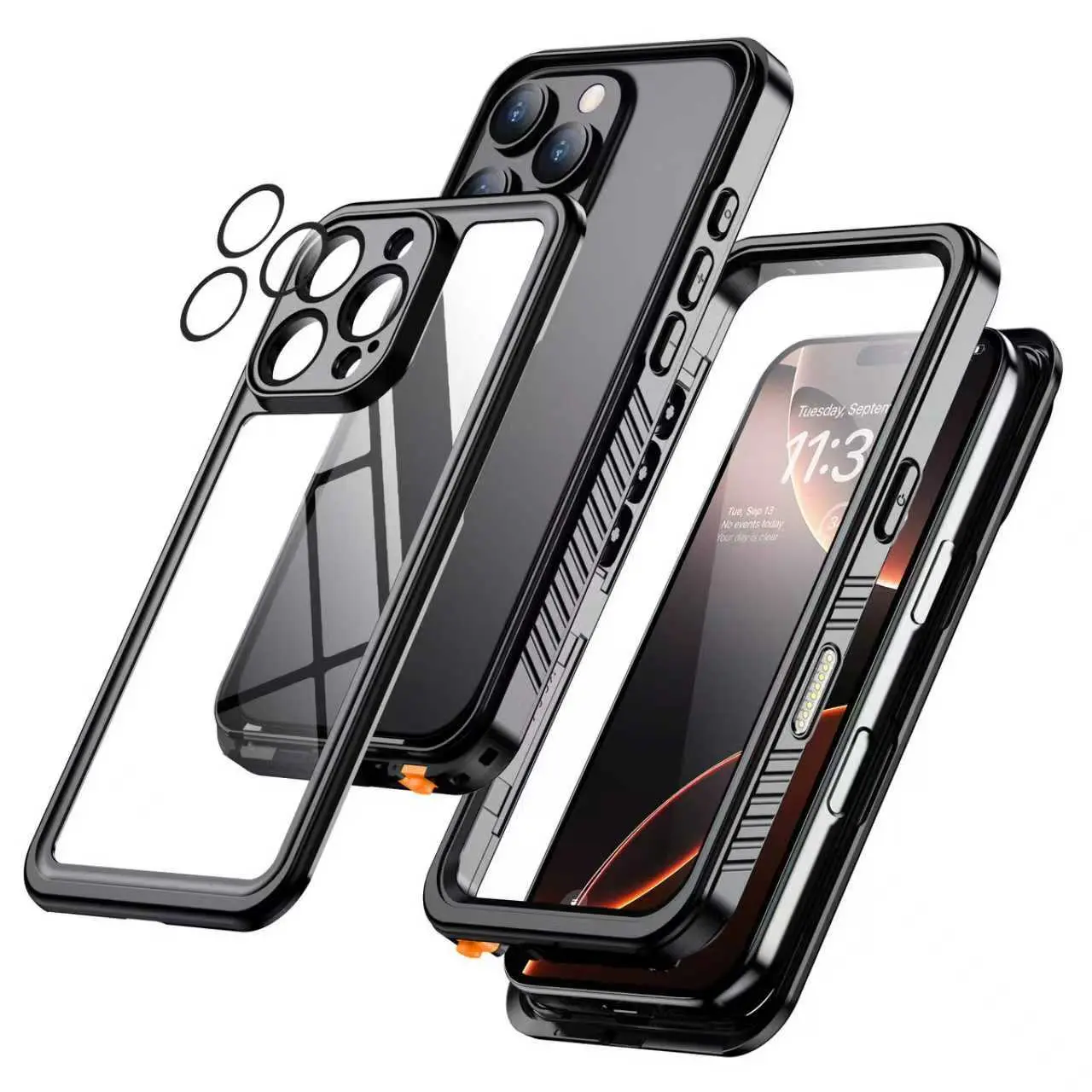 [3-in-1] Temdan Phone Case|Built in Screen Protector|Camera Lens Protector for iPhone 17/16/15/14 Pro Max/Pro/Plus/Air Case Waterproof, Shockproof, Magnetic Charging,Swimming, Snorkeling, Hiking, Riding, Boating, SummerBeach,summerwins,back to school